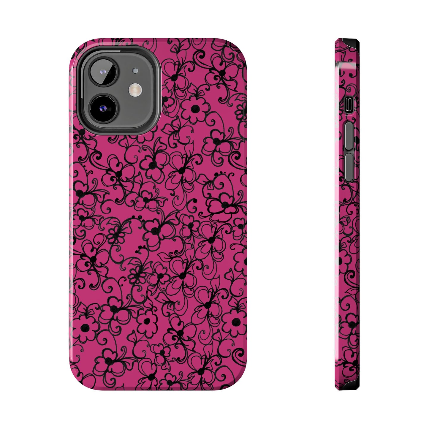 Daisy Jungle Pink / Black Phone Case