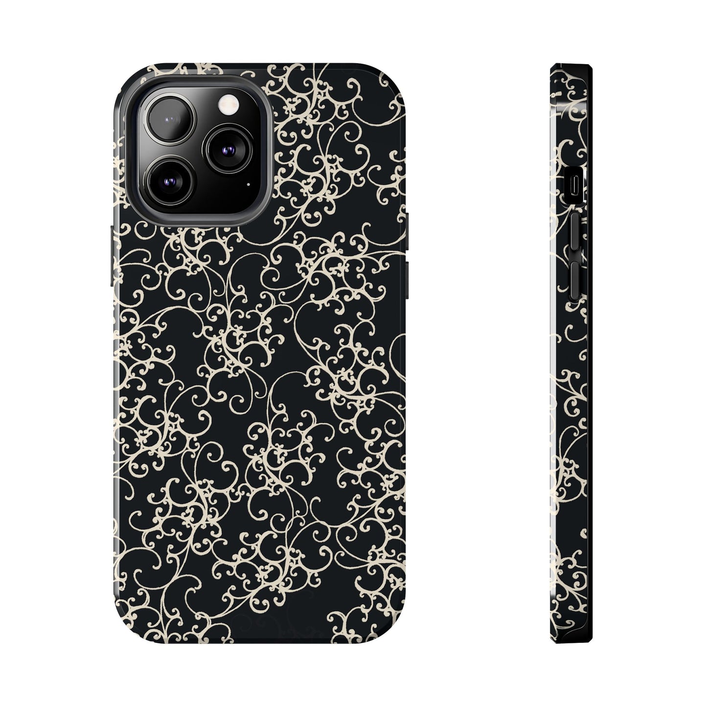 Elegant Scroll Black / Ivory Phone Case