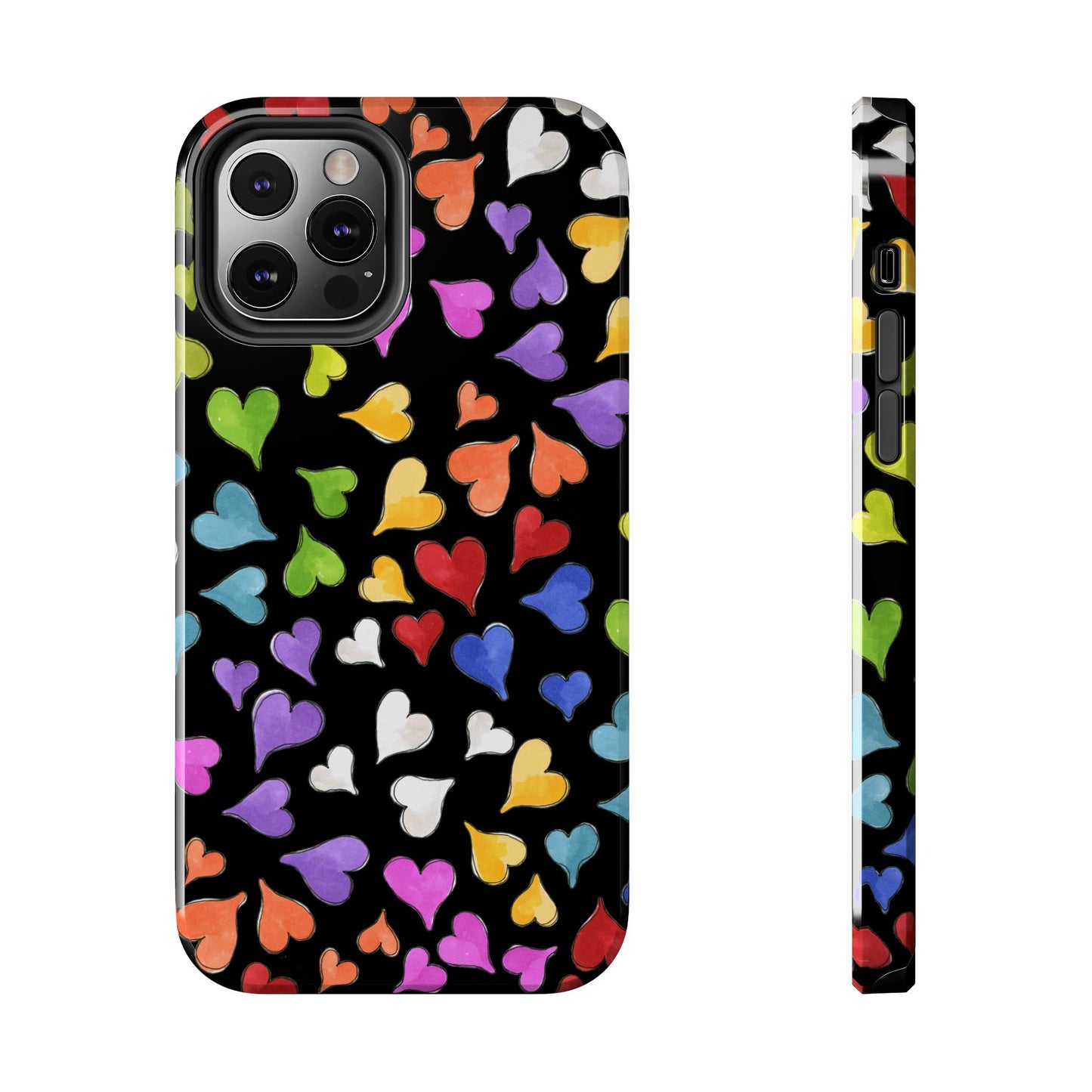 Happy Hearts Black Phone Case