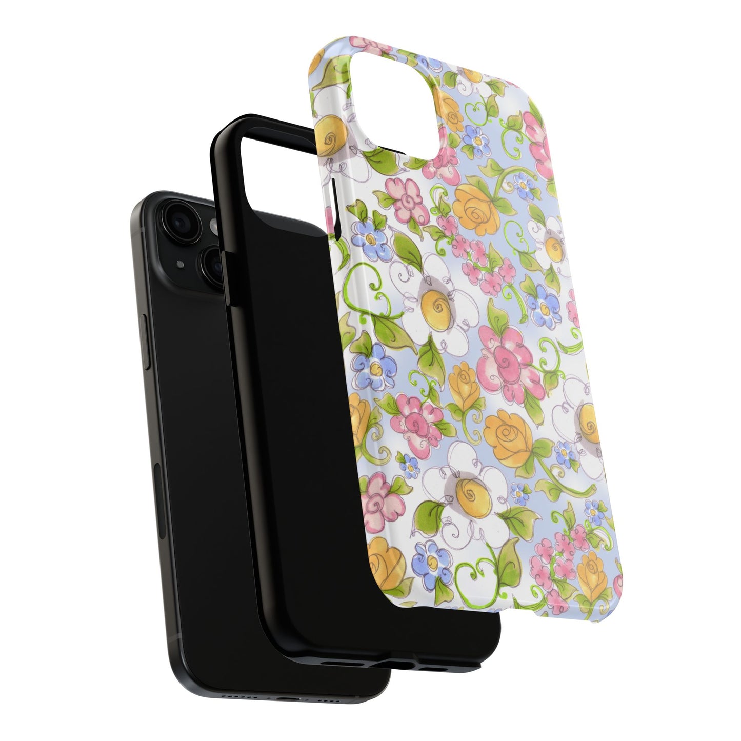 Flower Frolic Blue Phone Case