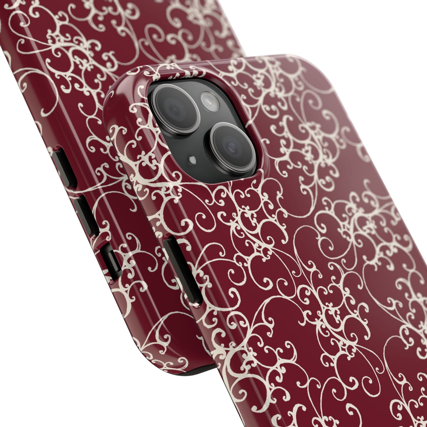 Elegant Scroll Red / Ivory Phone Case