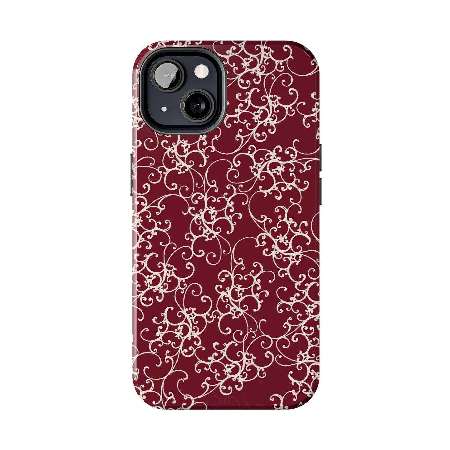 Elegant Scroll Red / Ivory Phone Case