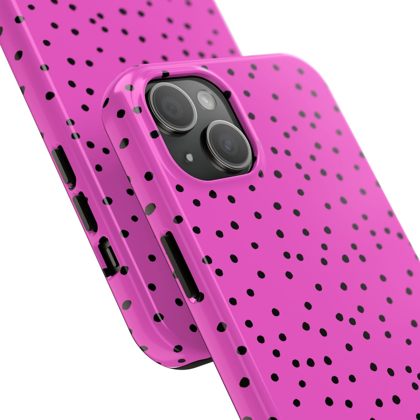 Dinky Dots Cerise / Black Phone Case