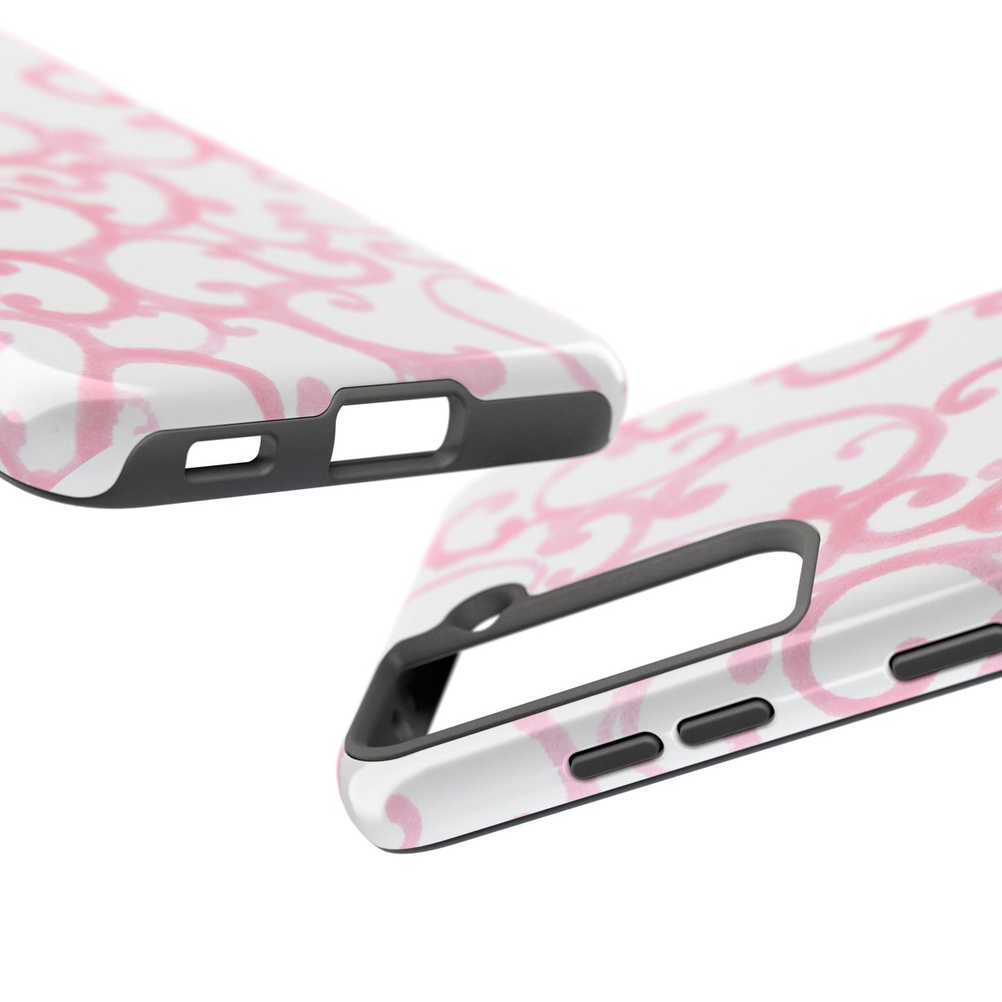 Scrollie White / Pink Phone Case