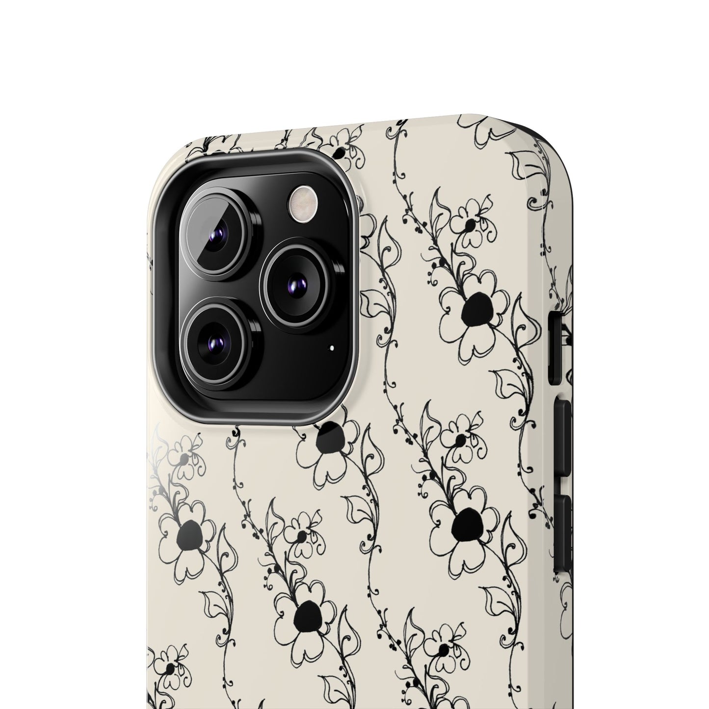 Diagonal Daisies Ivory / Black Phone Case