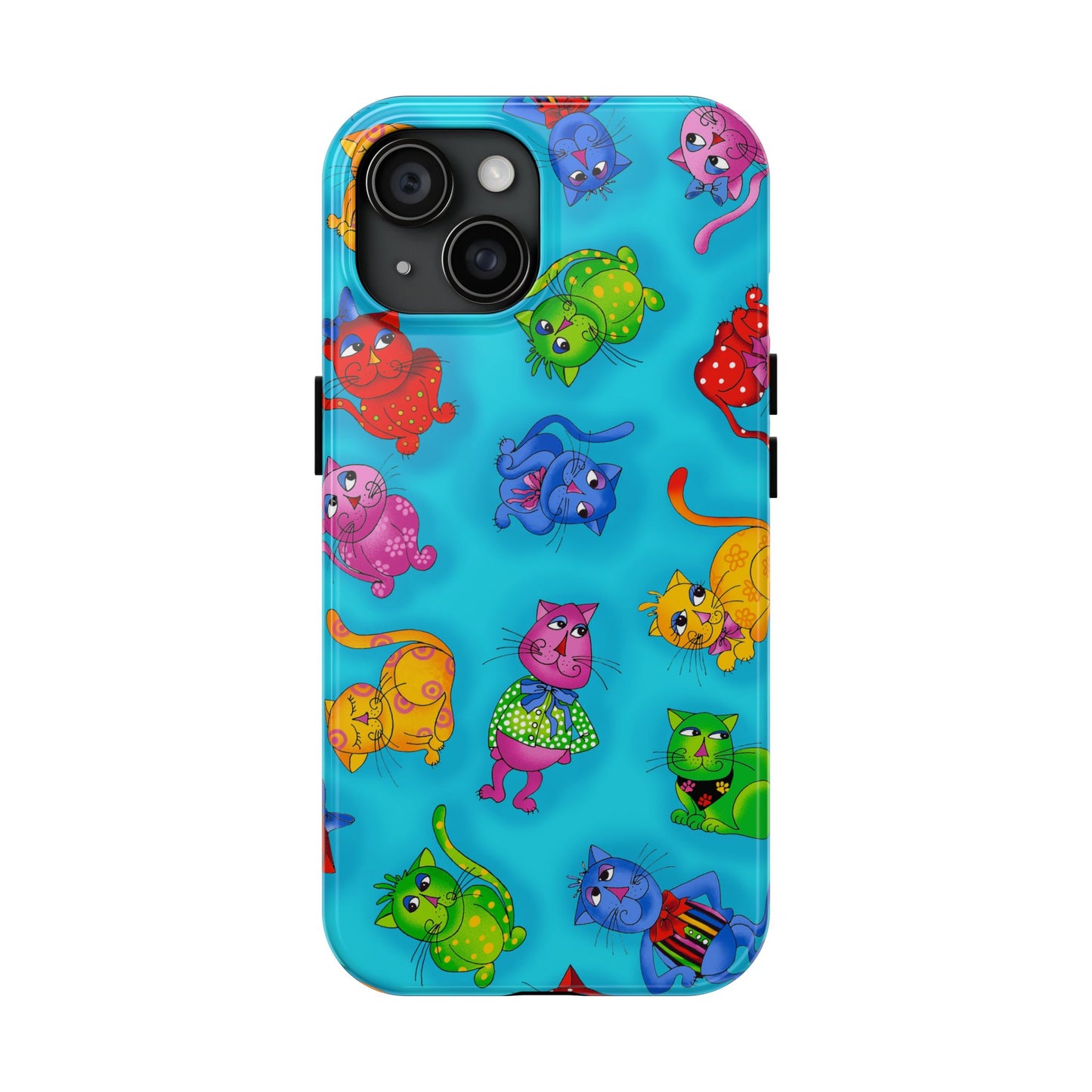 Tossed Cool Cats Turquoise Phone Case