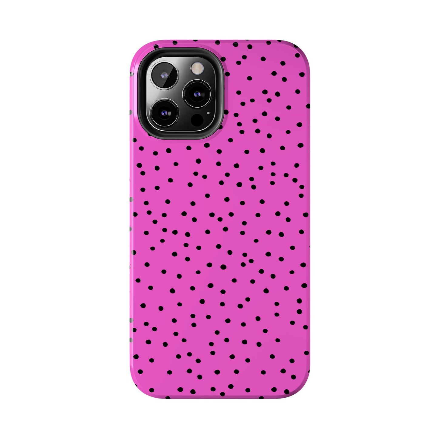 Dinky Dots Cerise / Black Phone Case