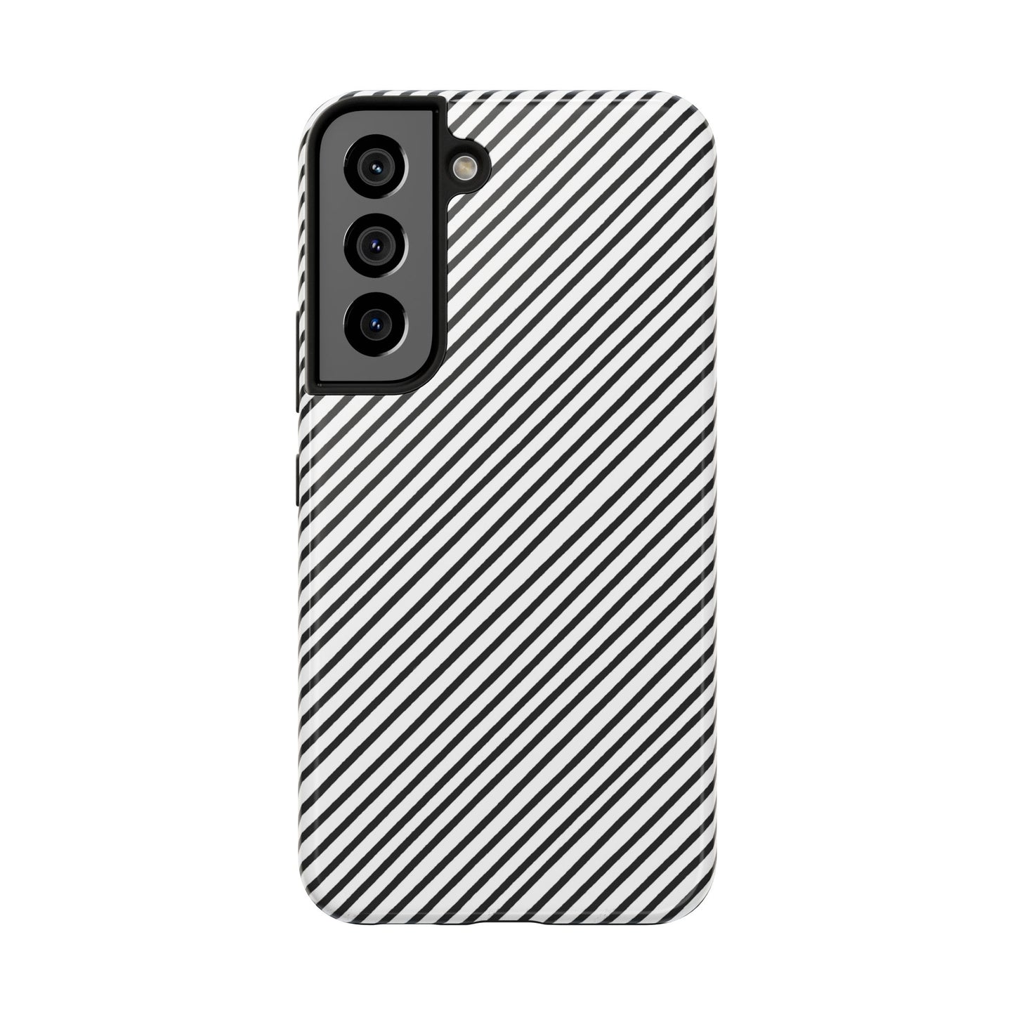 Diagonal Stripe White / Black Phone Case