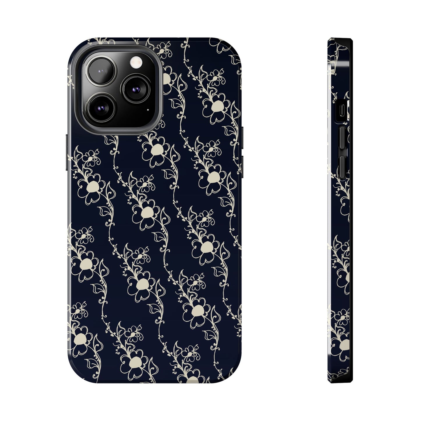 Diagonal Daisies Black / Ivory Phone Case