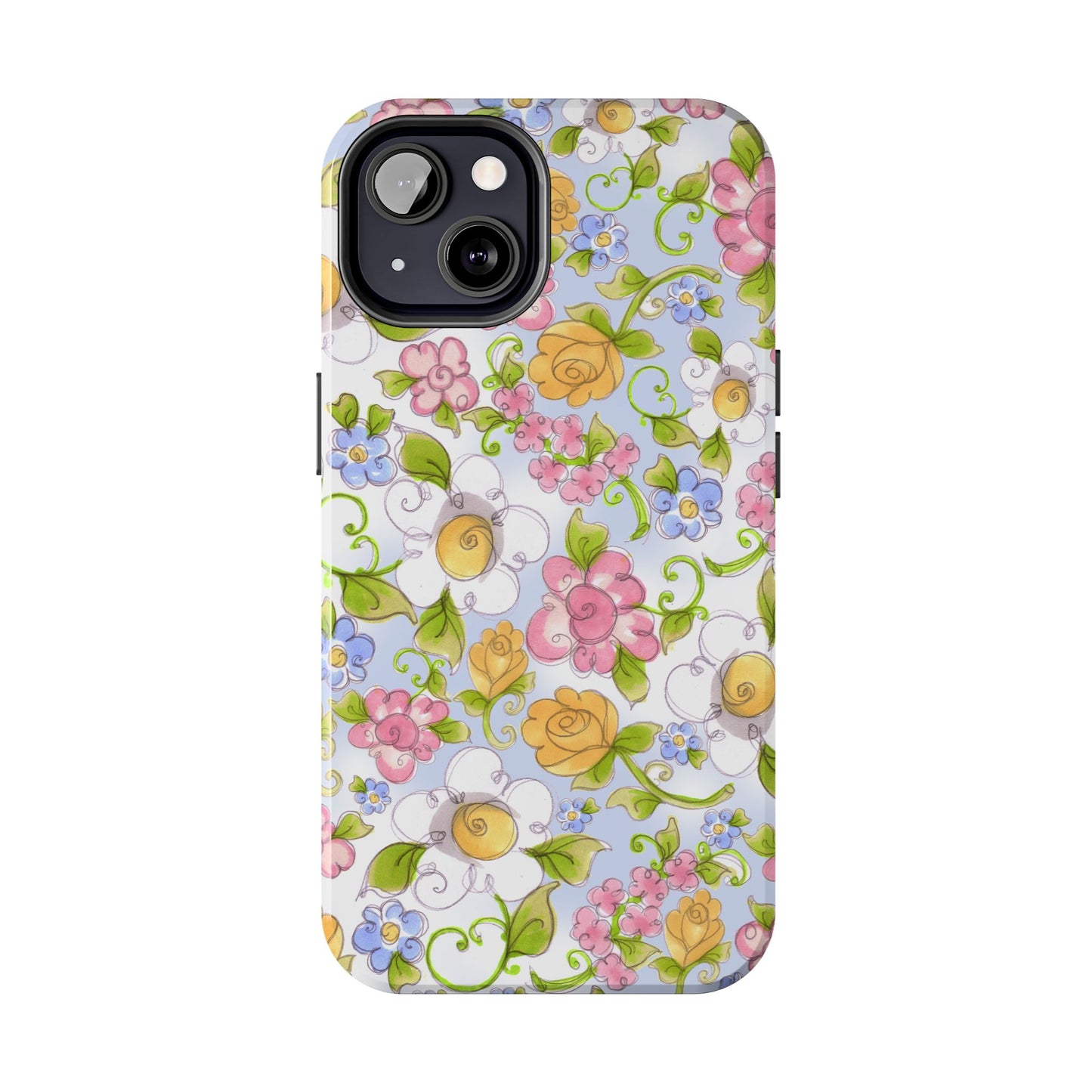 Flower Frolic Blue Phone Case