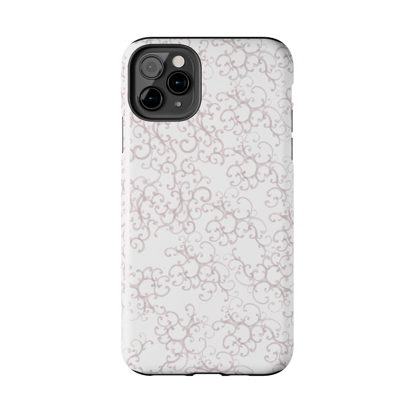 Scrollie White / Silver Phone Case