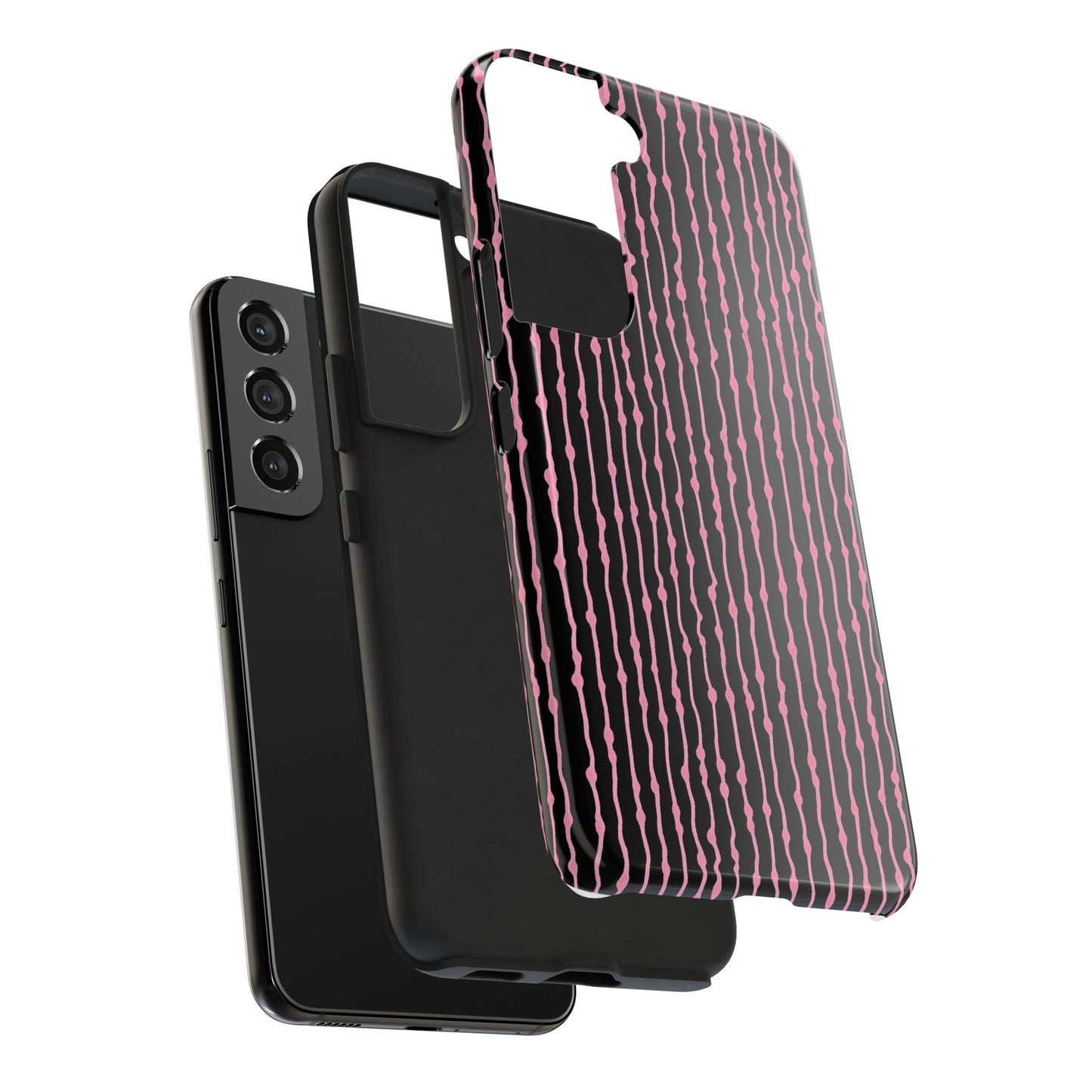 Faux Seersucker Black / Pink Phone Case