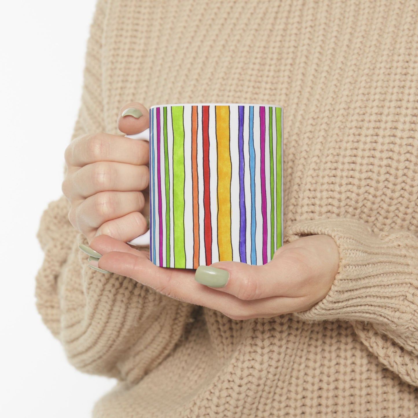 Stripe Fancy White Cup
