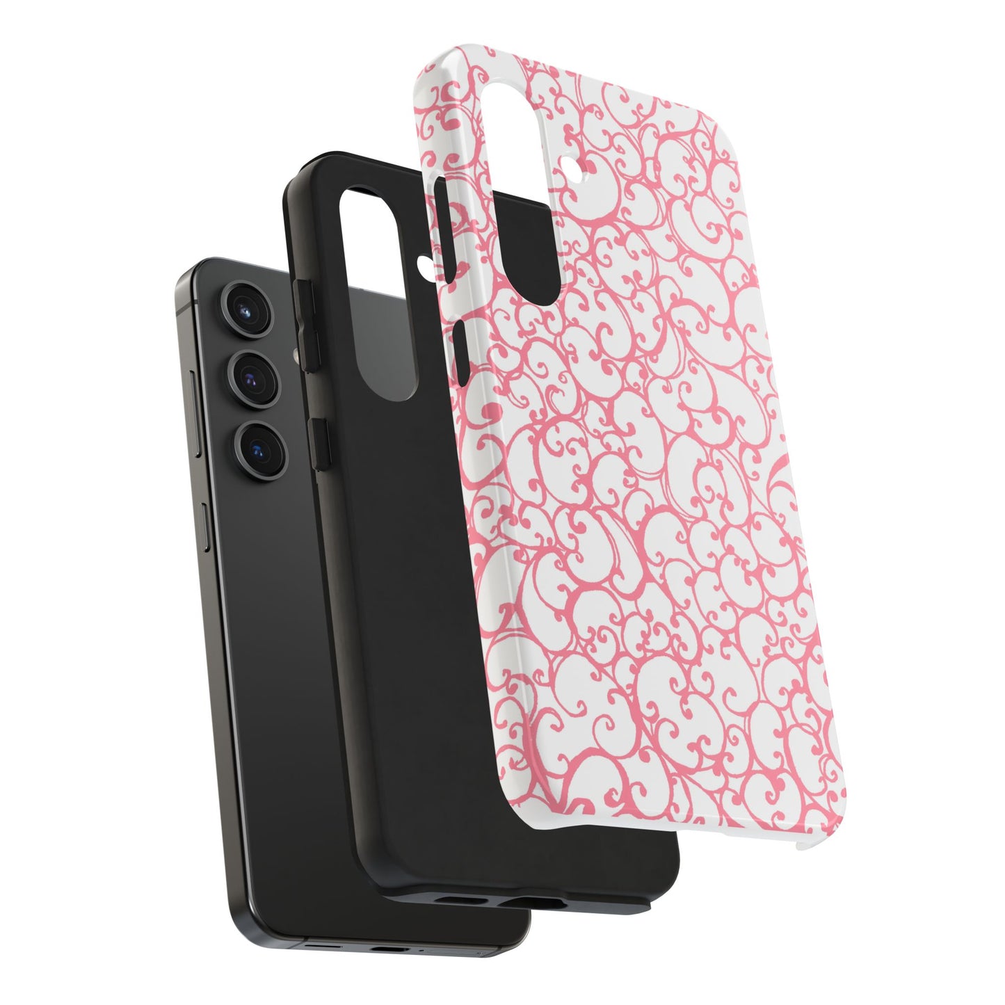 Scrollie White / Pink Phone Case