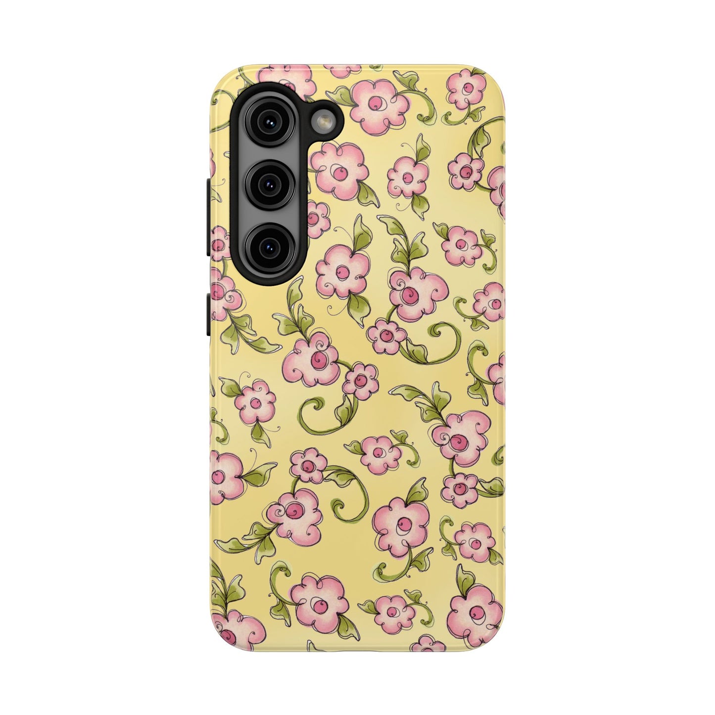 Scroll Daisies Yellow / Peach Phone Case
