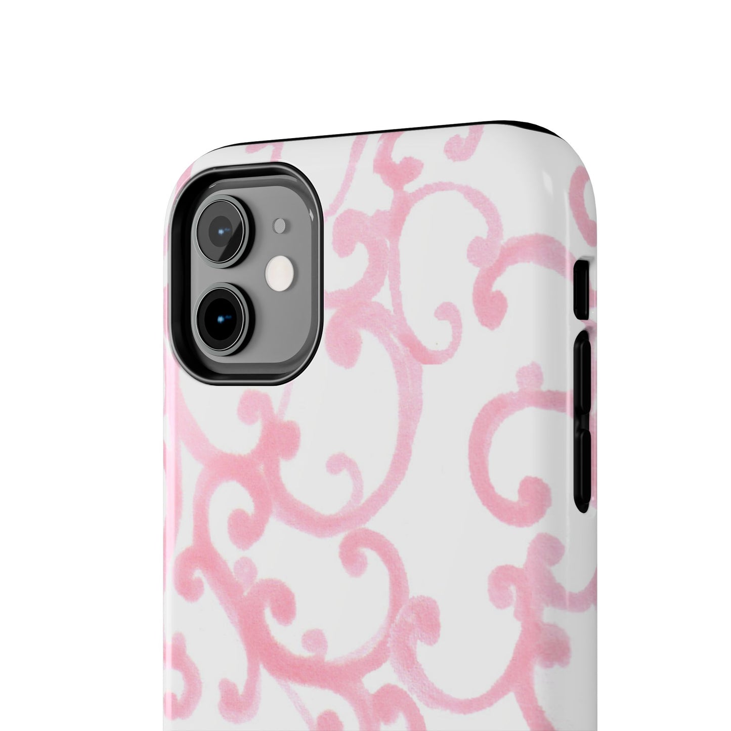 Scrollie White / Pink Phone Case