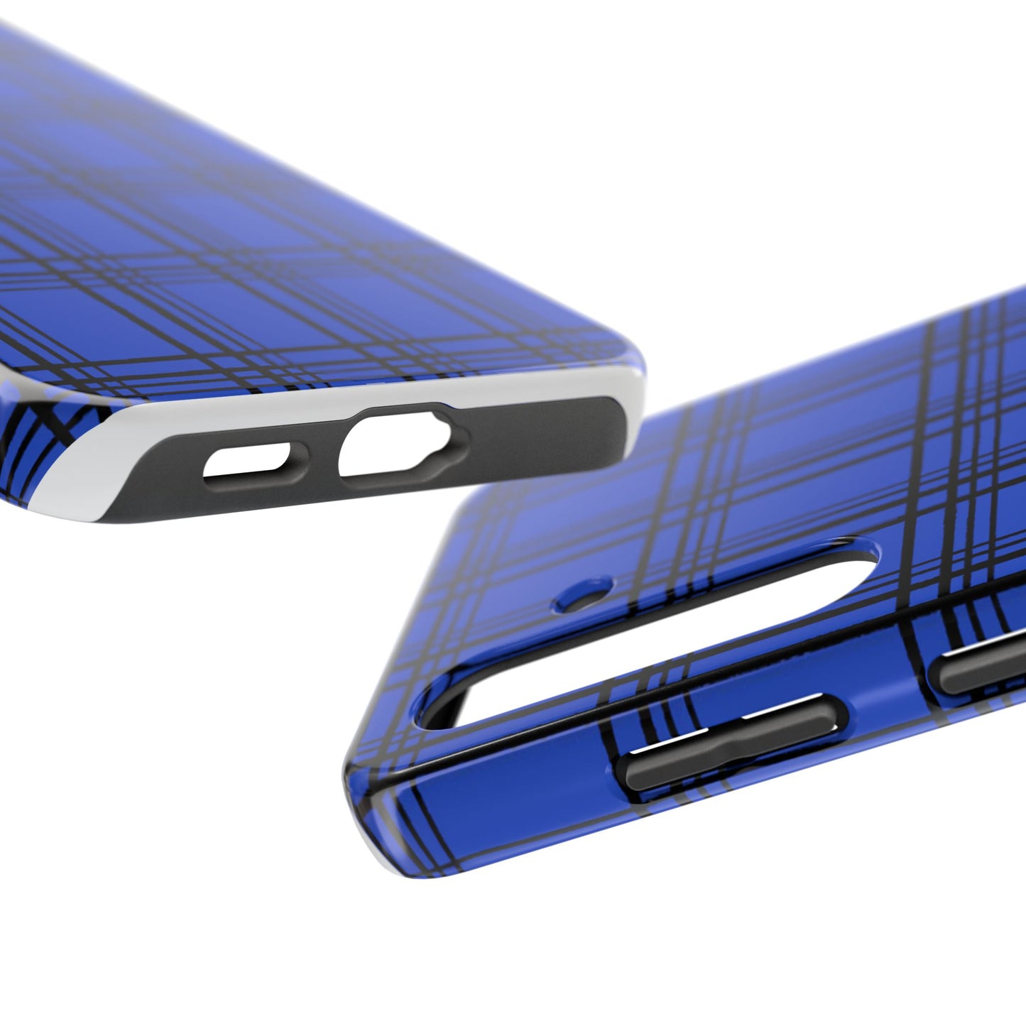 Glad Plaid Blue / Black Phone Case