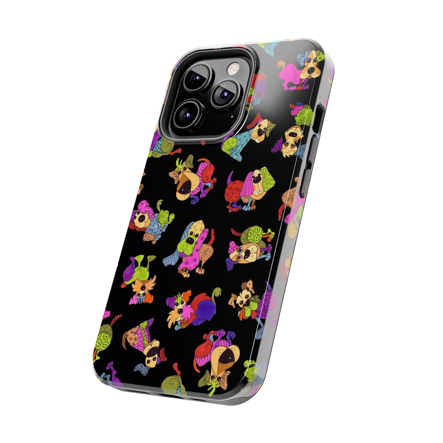 Tossed Happy Dogs Black Phone Case
