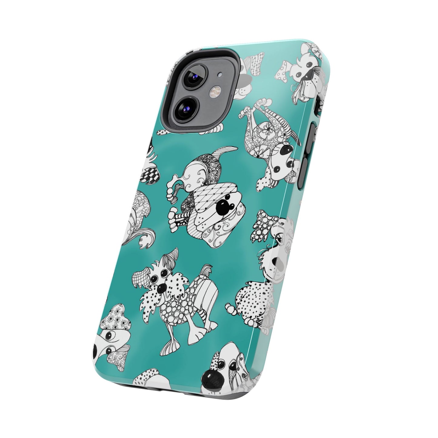 Doodle Dogs Turquoise Phone Case