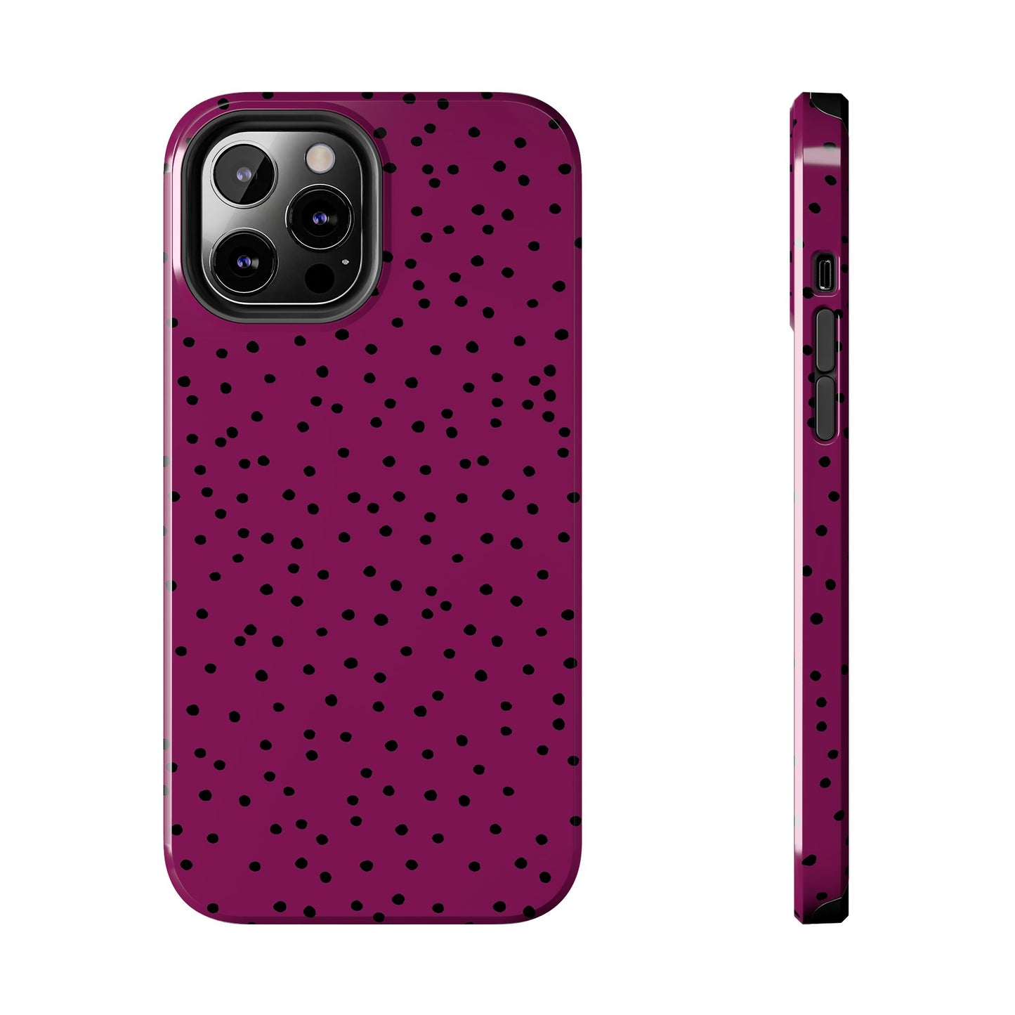 Dinky Dots Burgundy / Black Phone Case