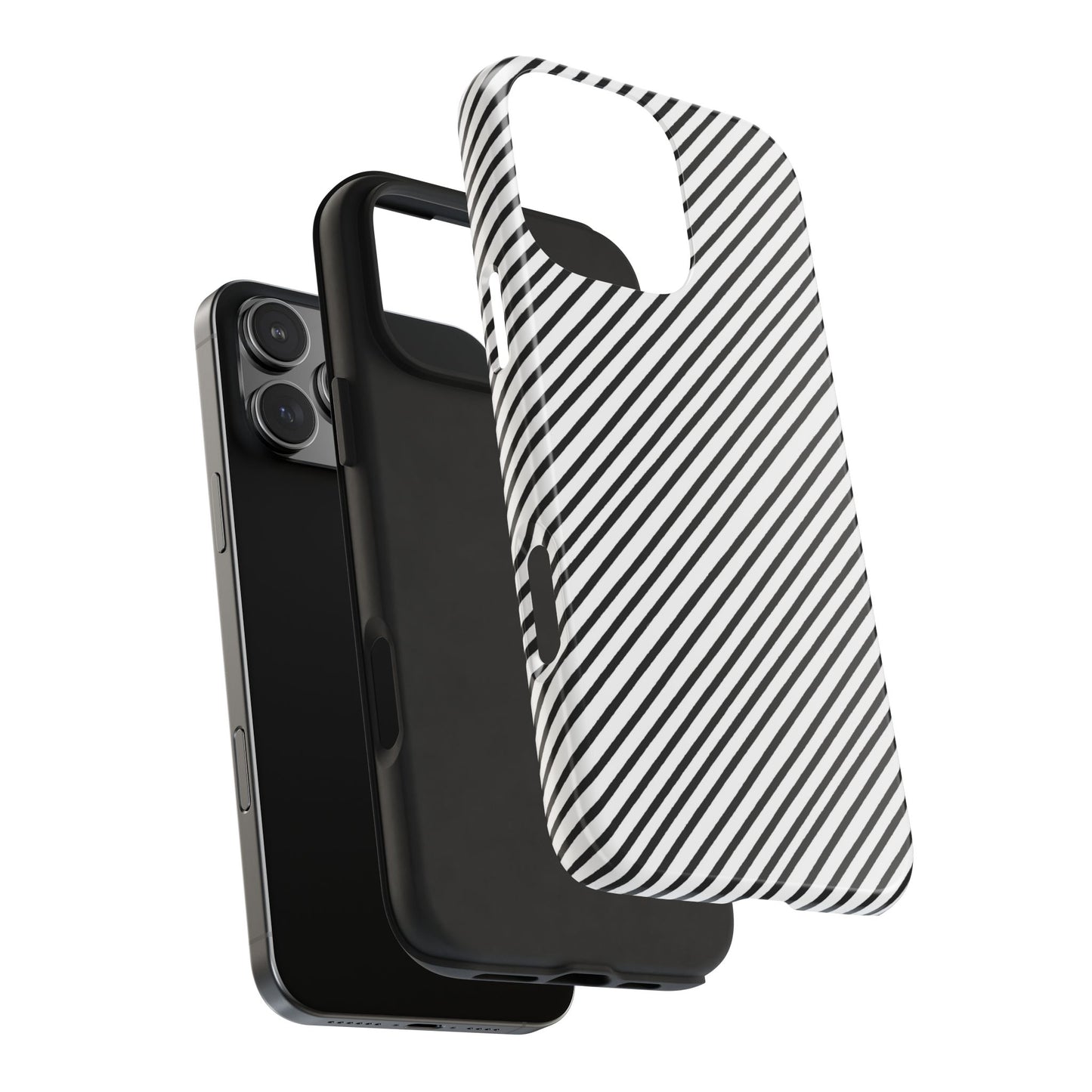 Diagonal Stripe White / Black Phone Case
