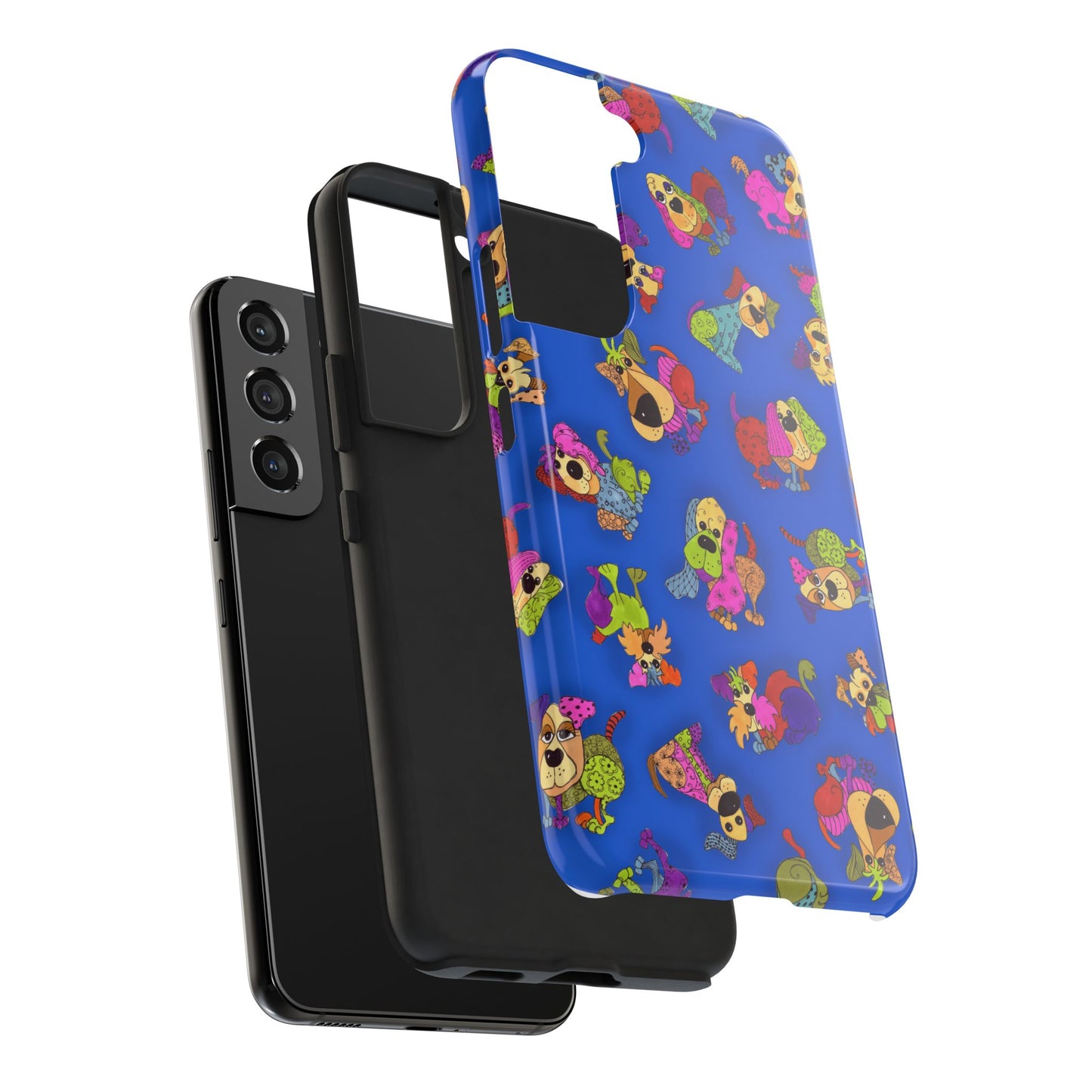 Tossed Happy Dogs Blue Phone Case