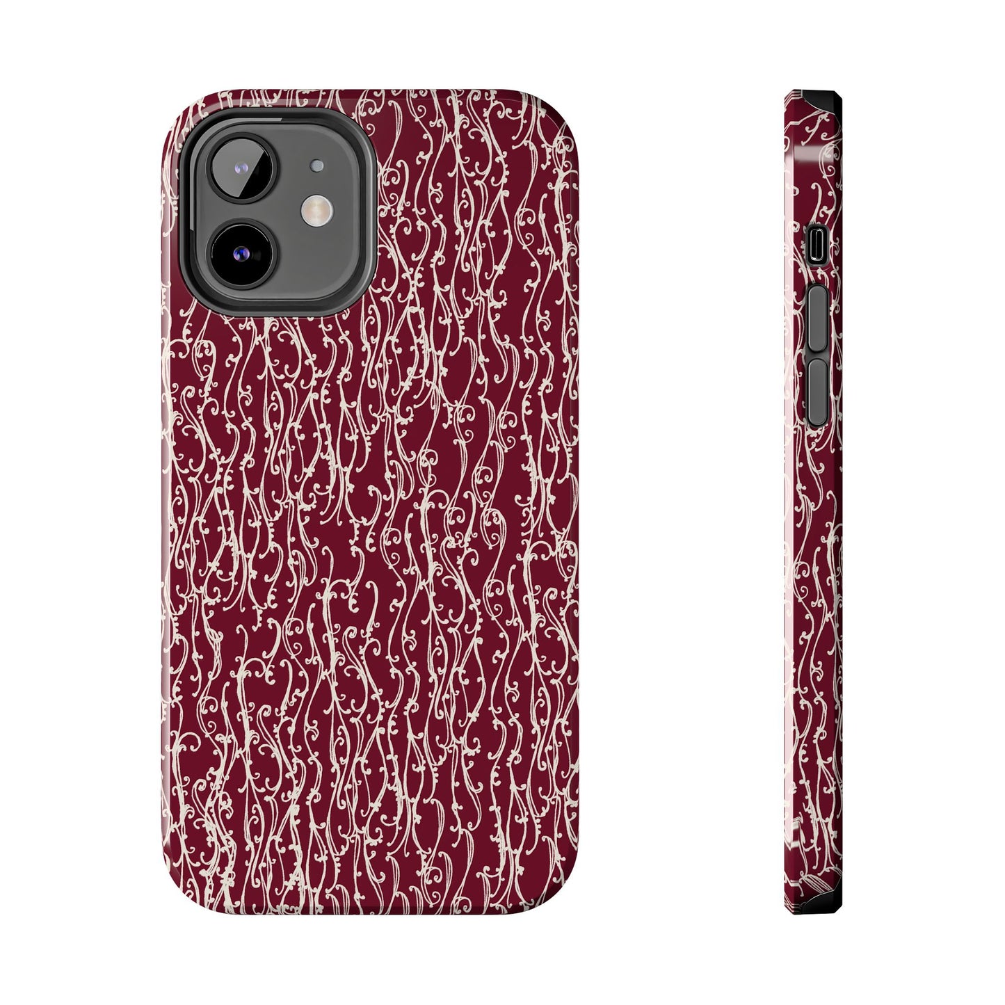 Swan Scroll Red / White Phone Case