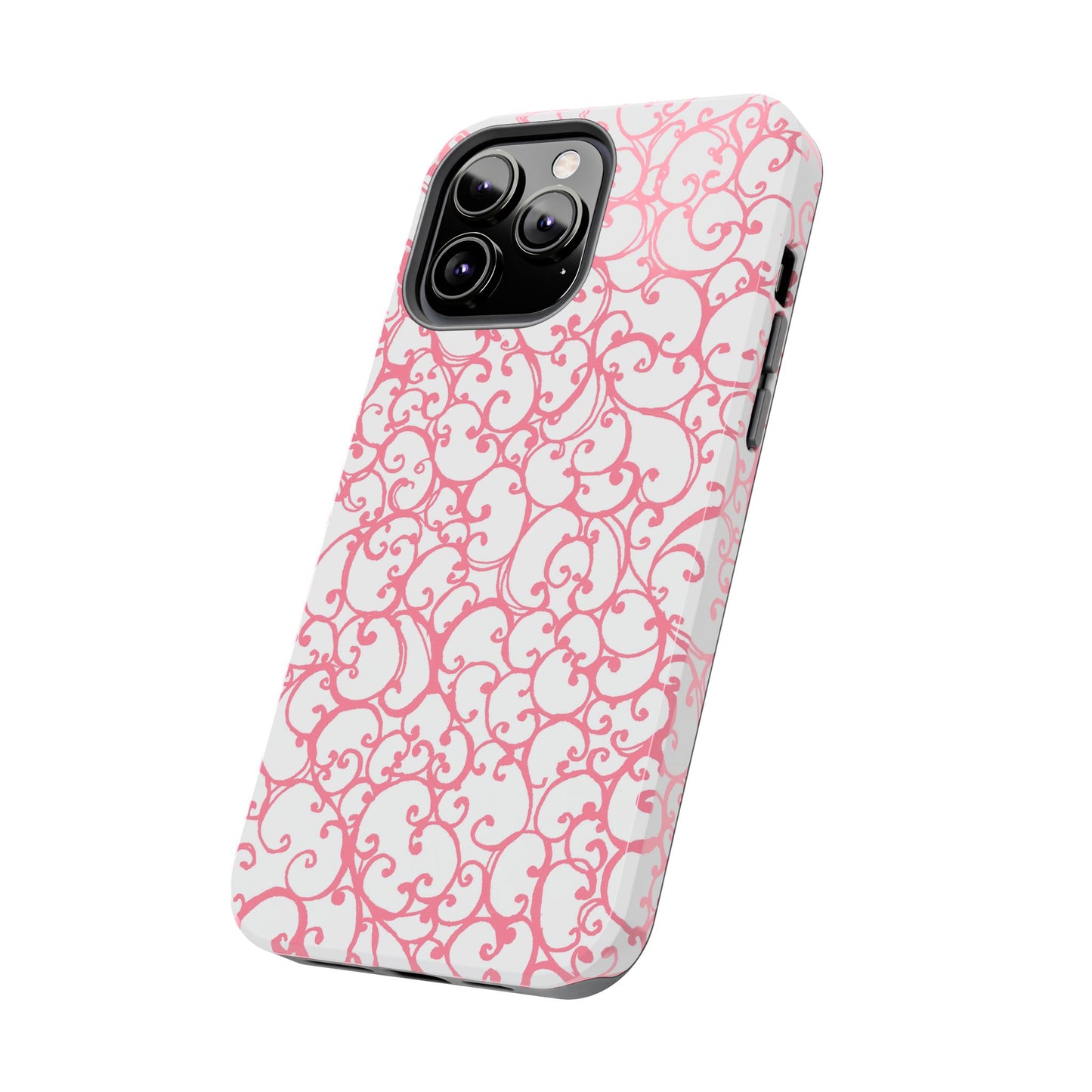 Scrollie White / Pink Phone Case