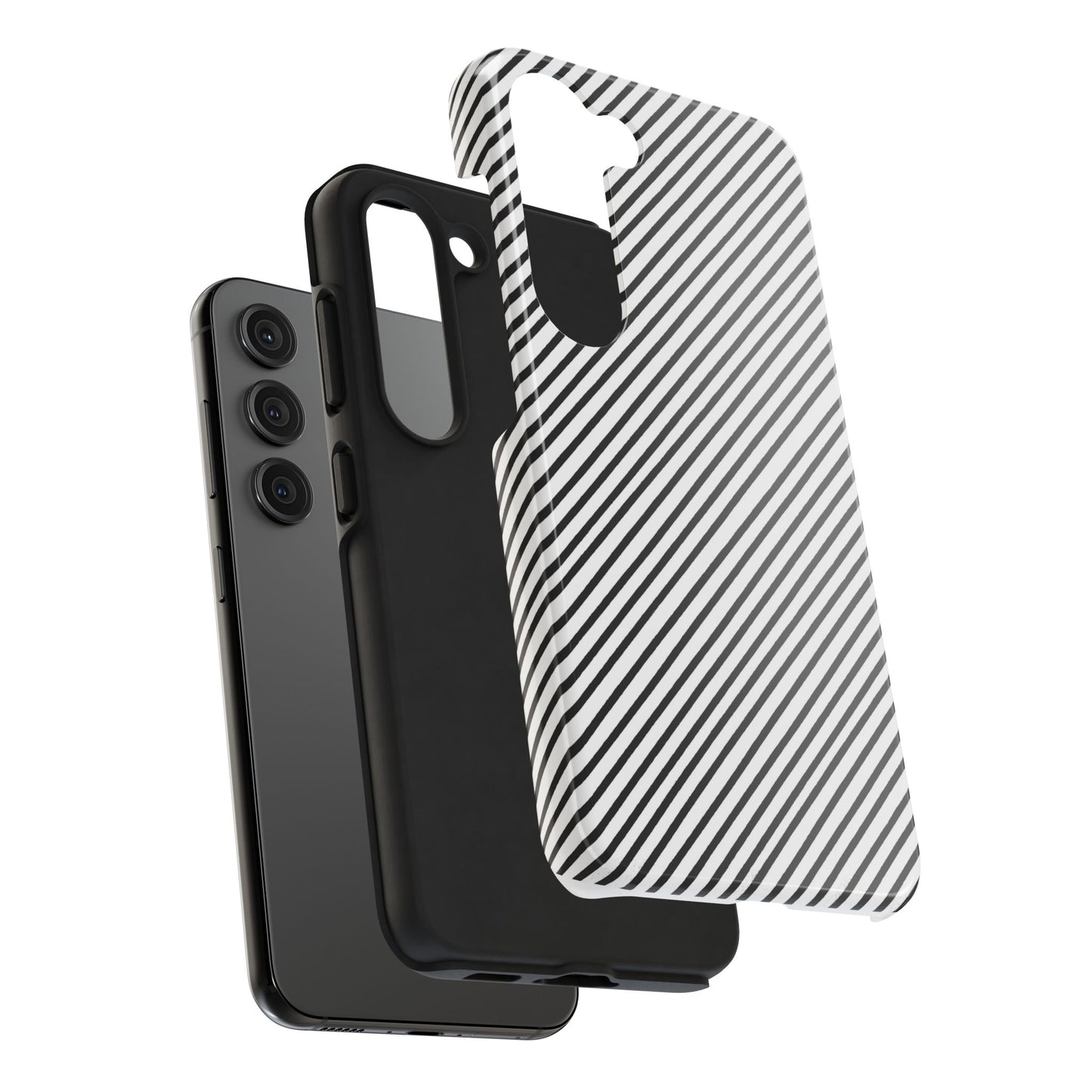 Diagonal Stripe White / Black Phone Case