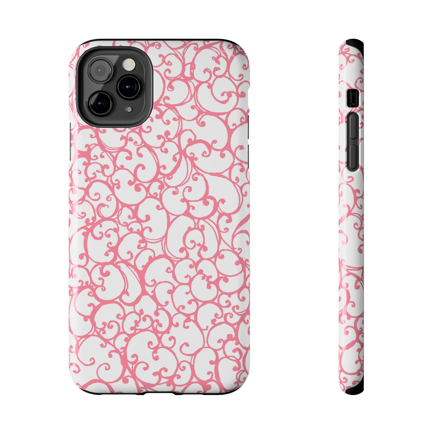 Scrollie White / Pink Phone Case