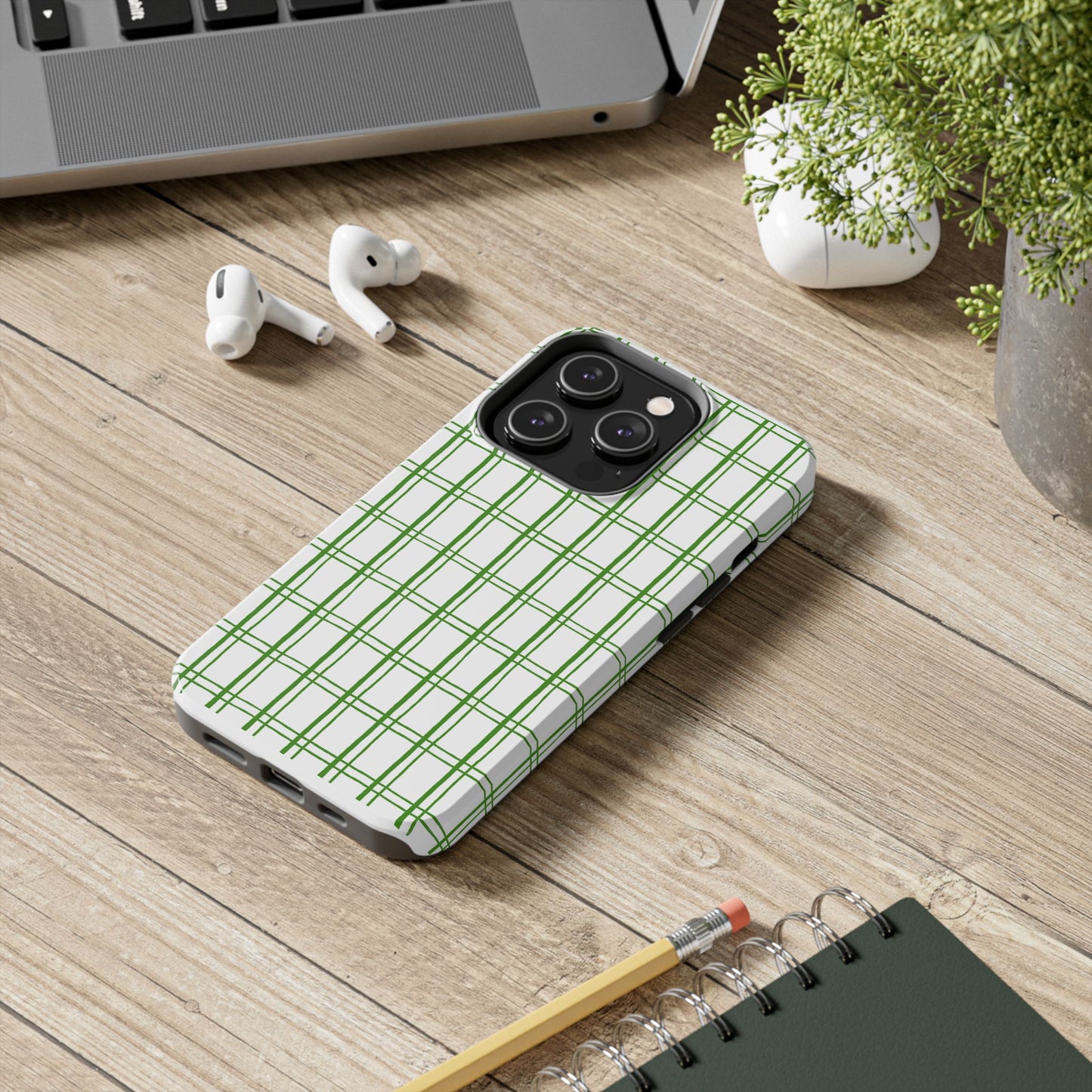 Little Plaid White / Green Phone Case