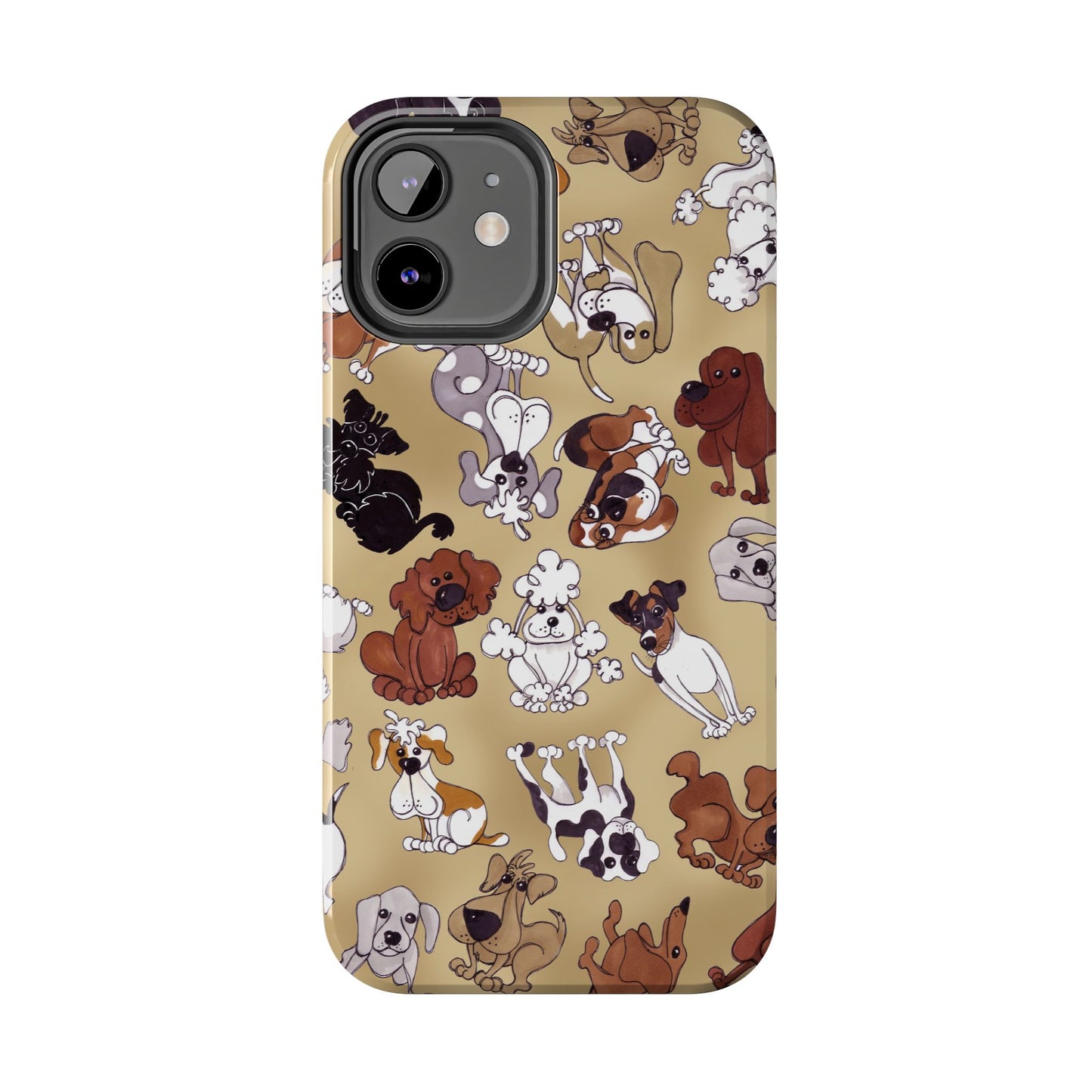 Tossed Doggies Tan Phone Case