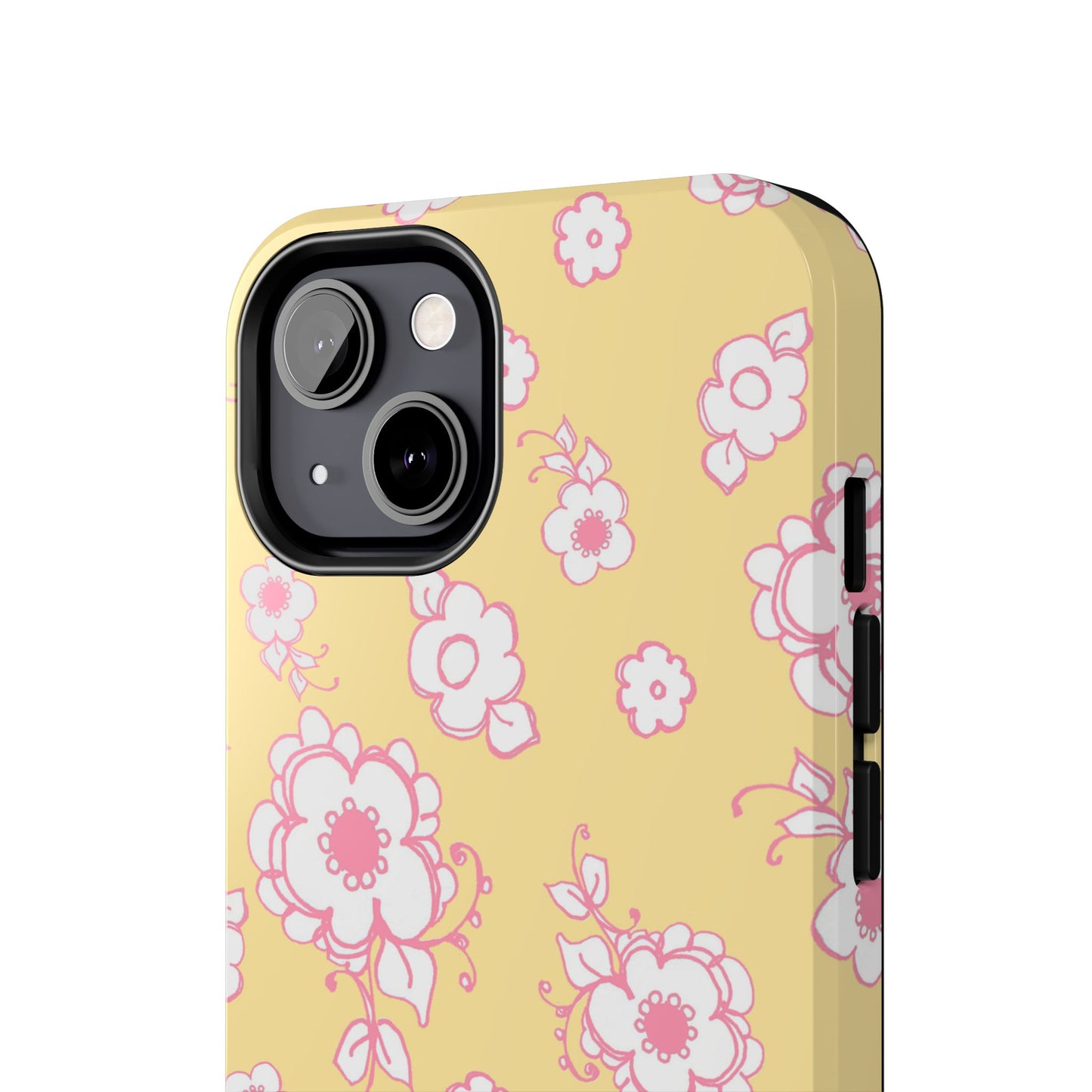 Pink Posies Yellow Phone Case