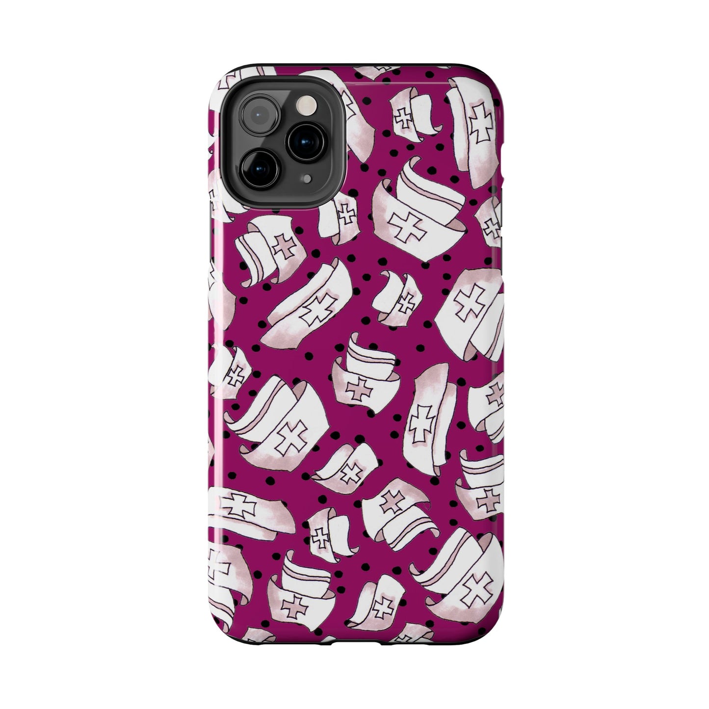 Med Hats Burgundy / Black Phone Case