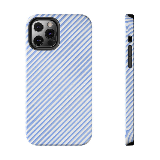 Bias Stripe Blue / White Phone Case