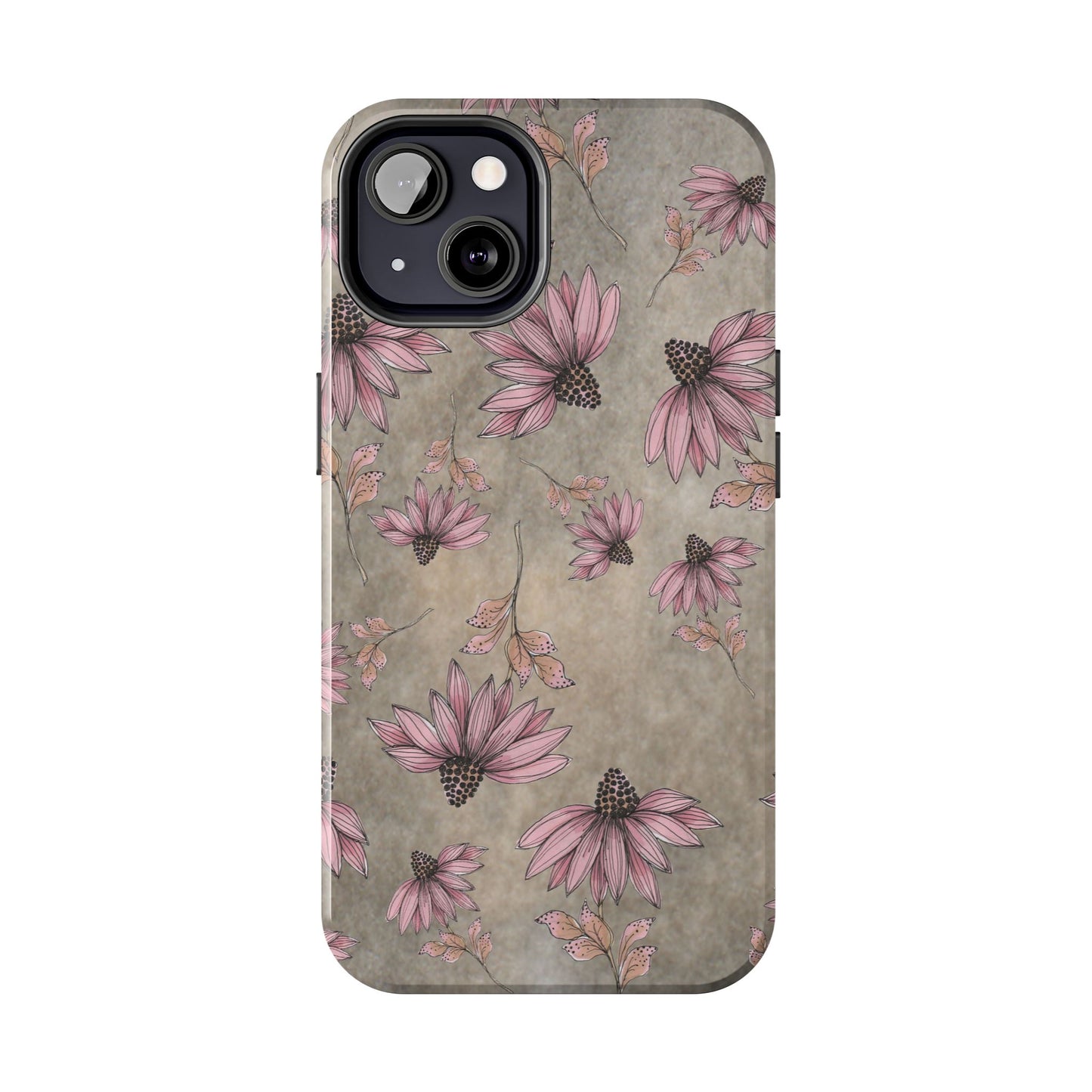 Wild Cone Flowers Taupe Marble Phone Case
