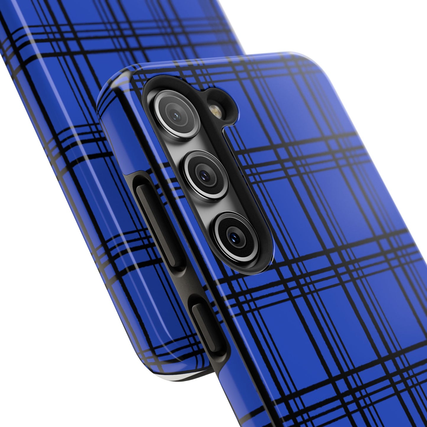 Glad Plaid Blue / Black Phone Case