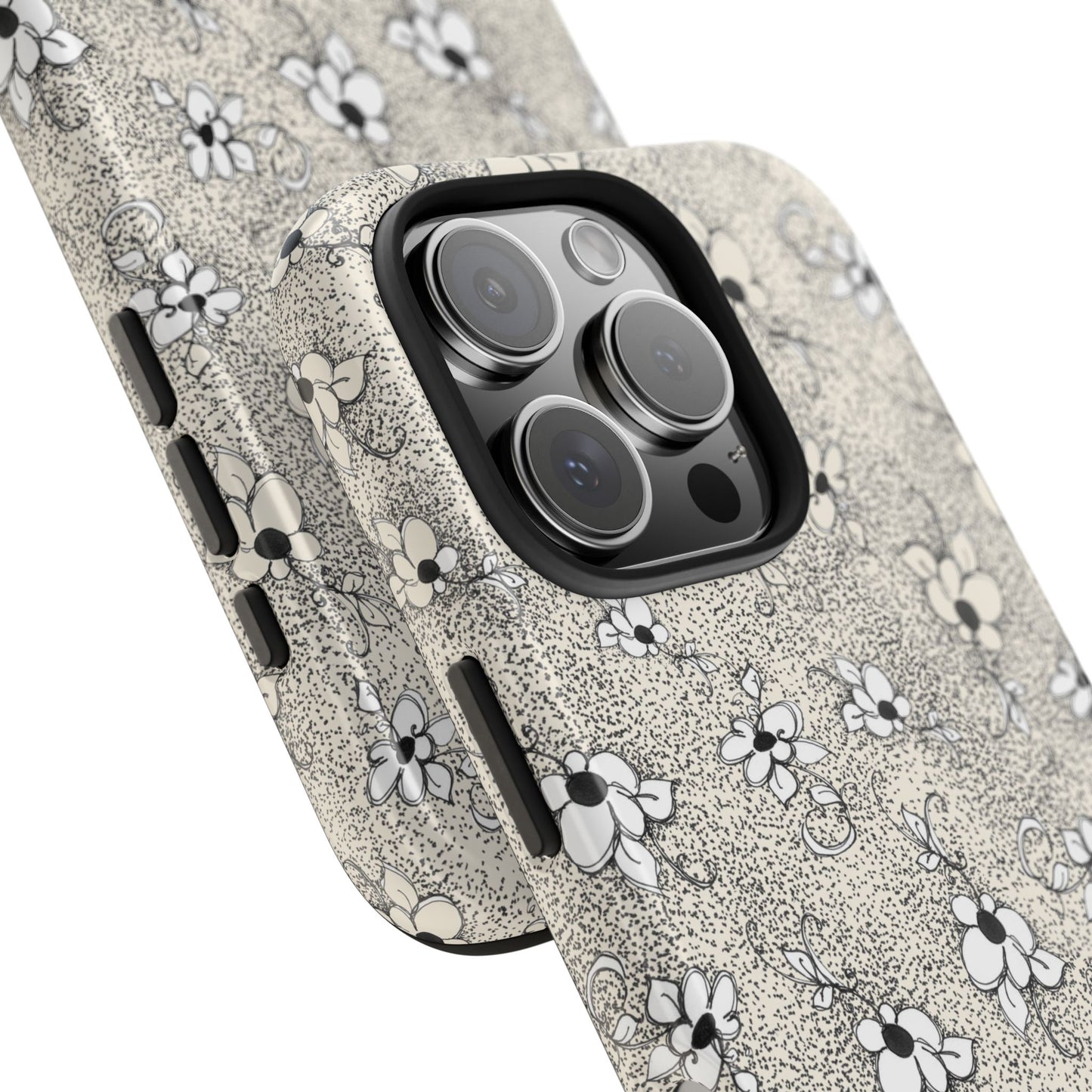 Daisy Flecks Ivory / Black Phone Case