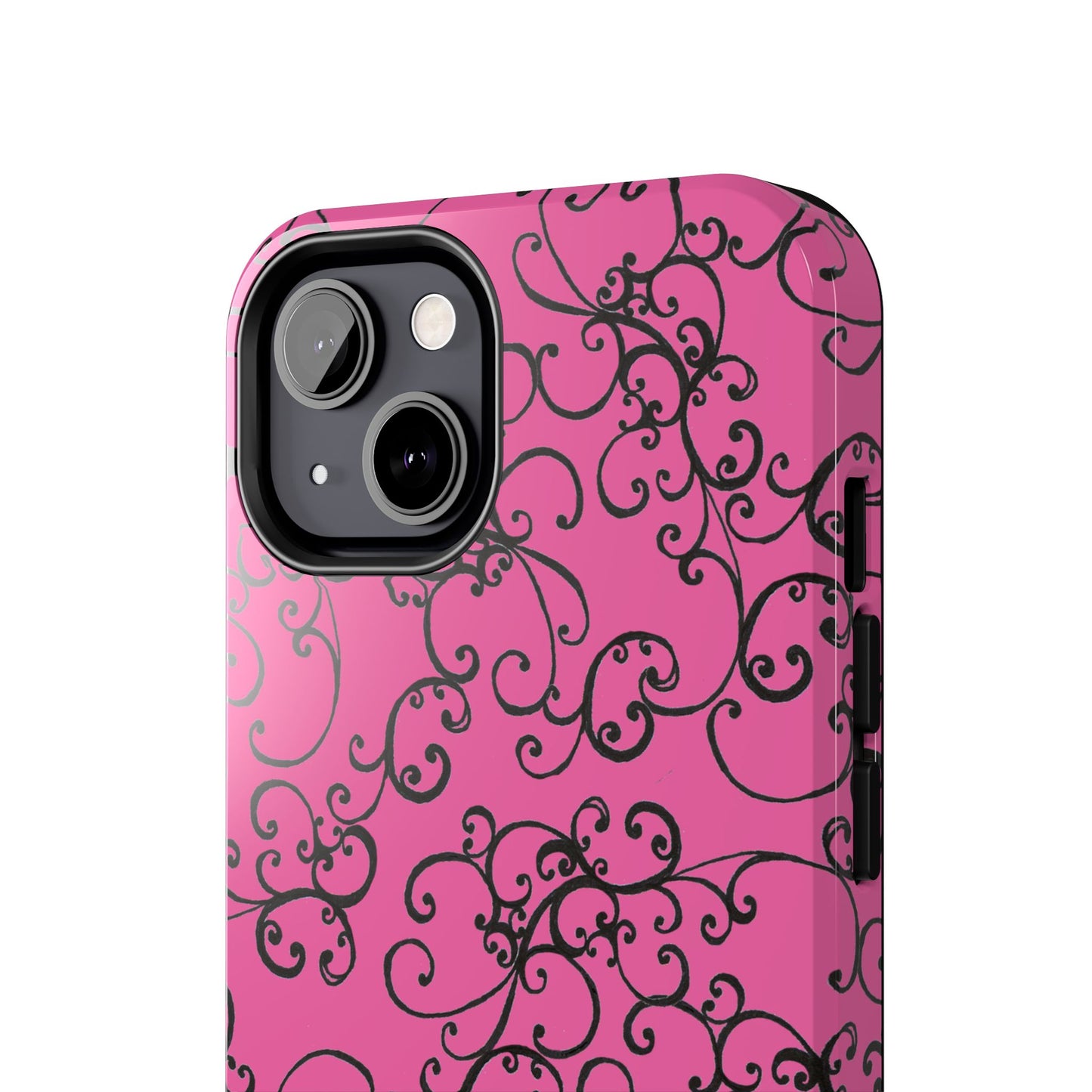 Elegant Scroll Pink / Black Phone Case