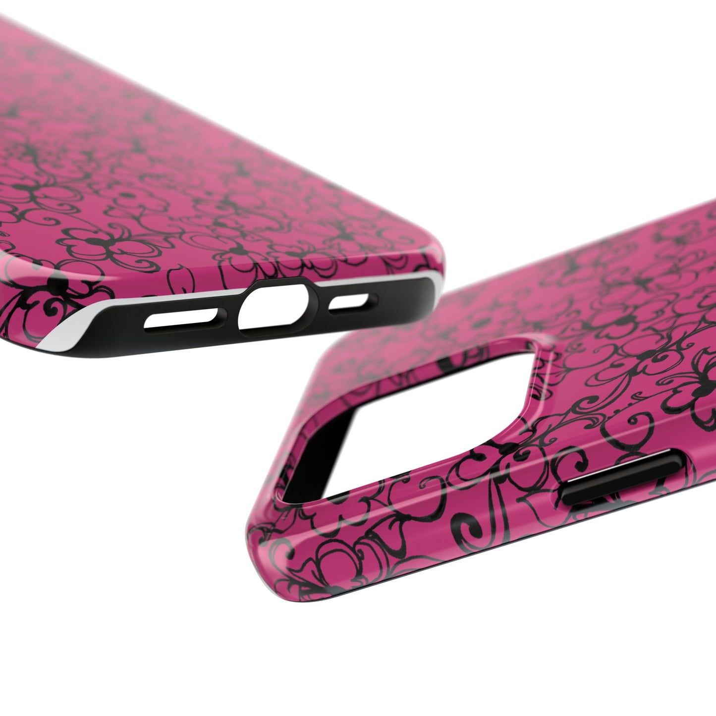 Daisy Jungle Pink / Black Phone Case