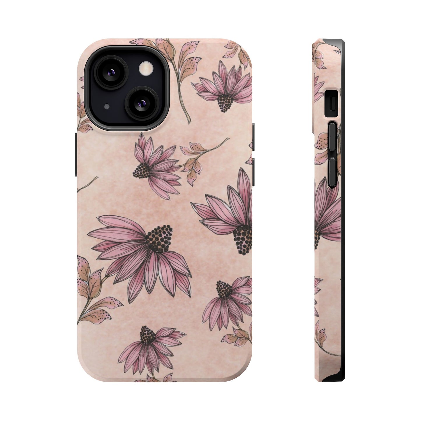 Wild Cone Flowers Pink Marble Phone Case