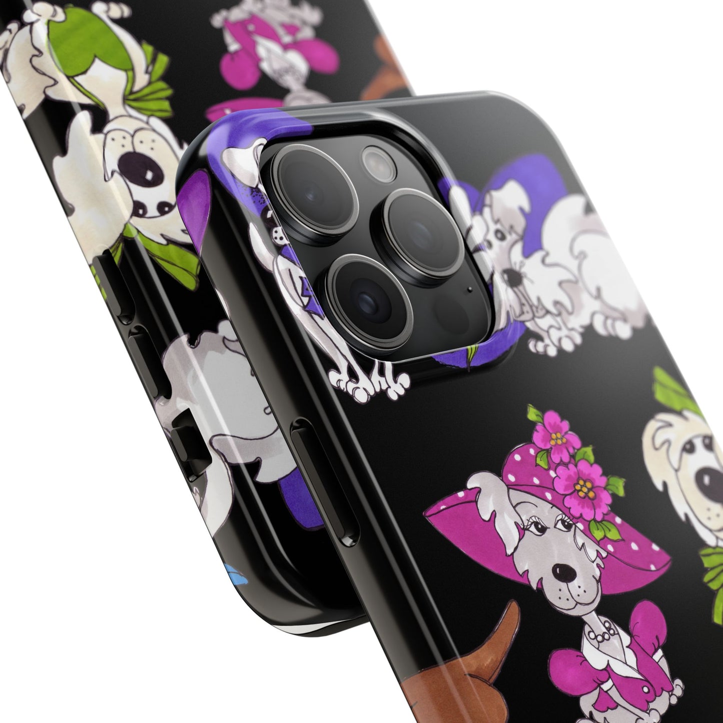 Fancy Dog Line Up Black Phone Case