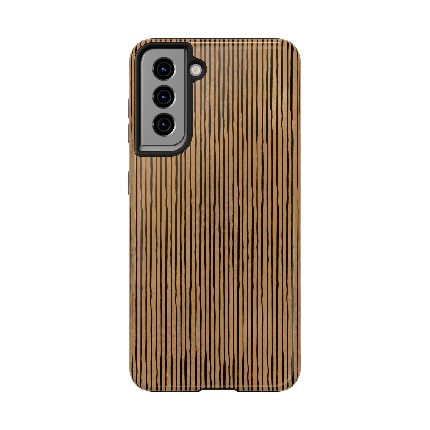 Quirky Pin Stripe Tan / Black Phone Case