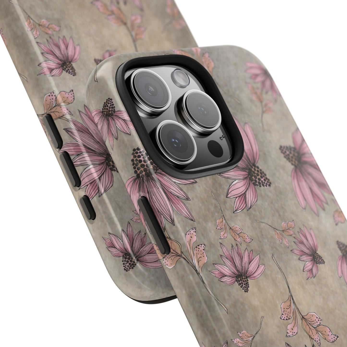 Wild Cone Flowers Taupe Marble Phone Case
