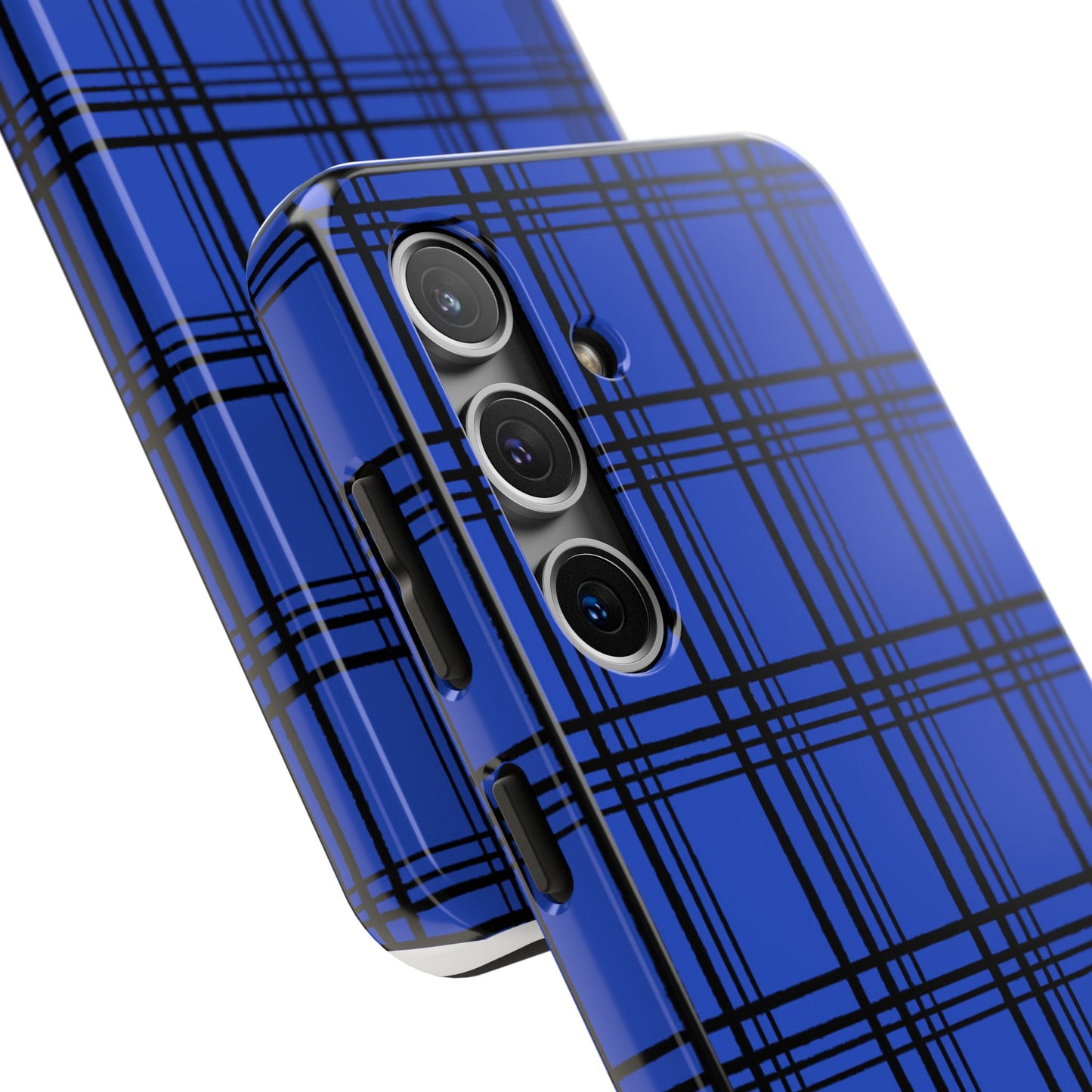Glad Plaid Blue / Black Phone Case