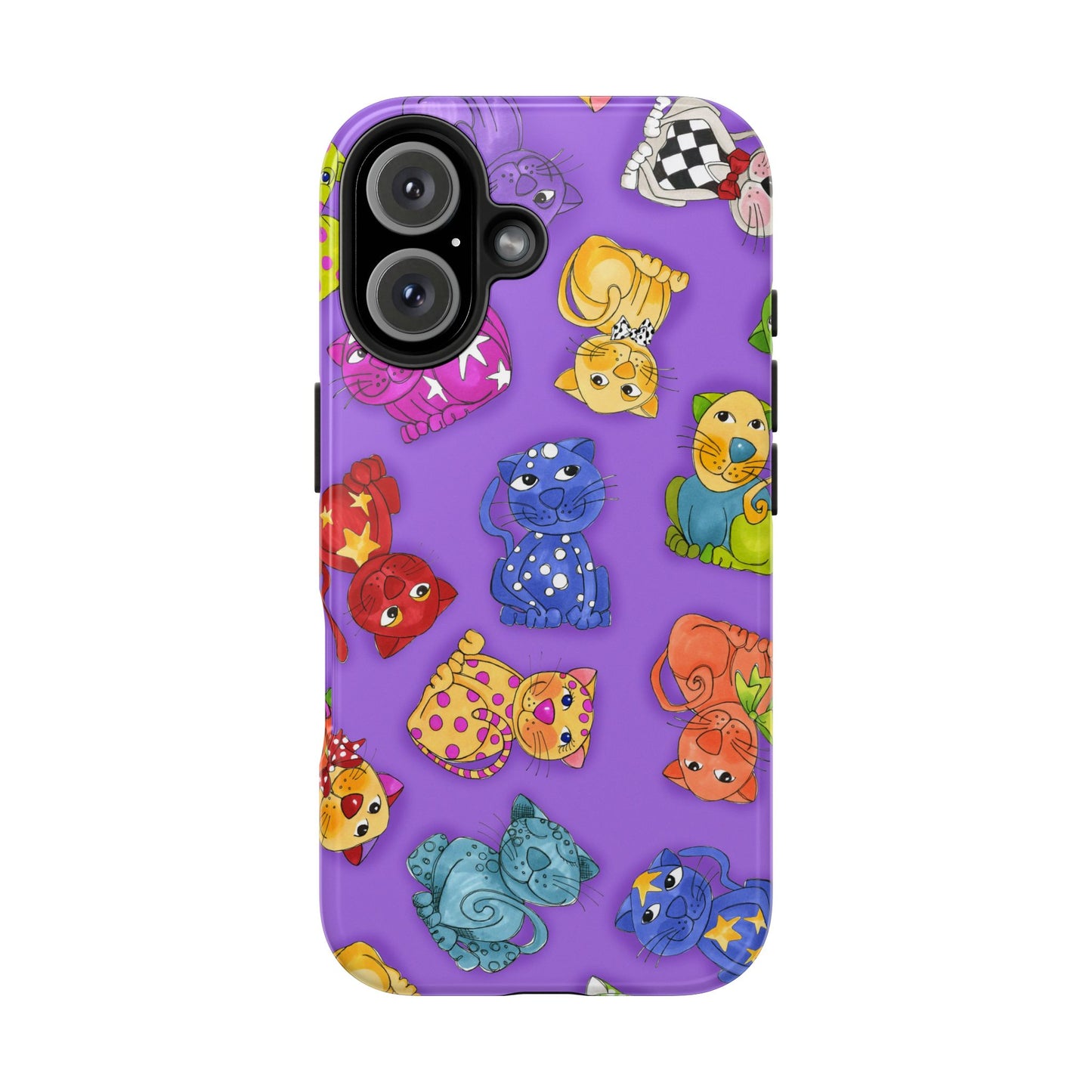 Tossed Happy Cats Purple Phone Case