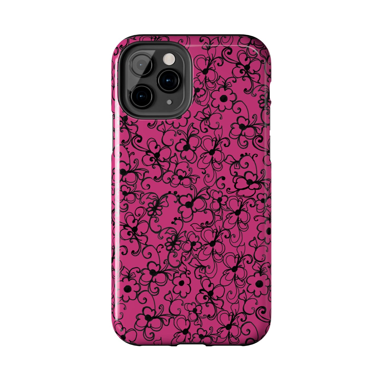 Daisy Jungle Pink / Black Phone Case