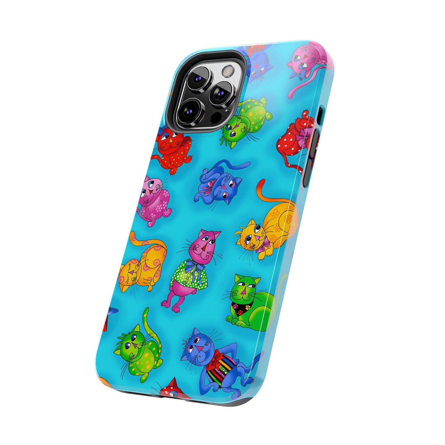 Tossed Cool Cats Turquoise Phone Case