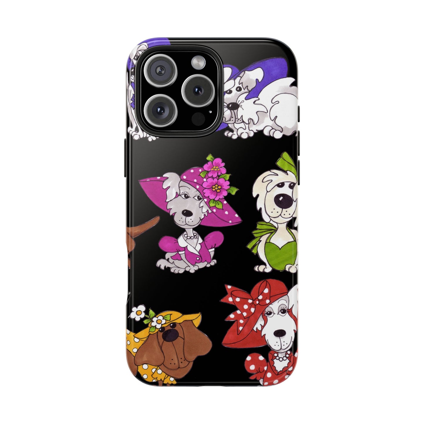 Fancy Dog Line Up Black Phone Case