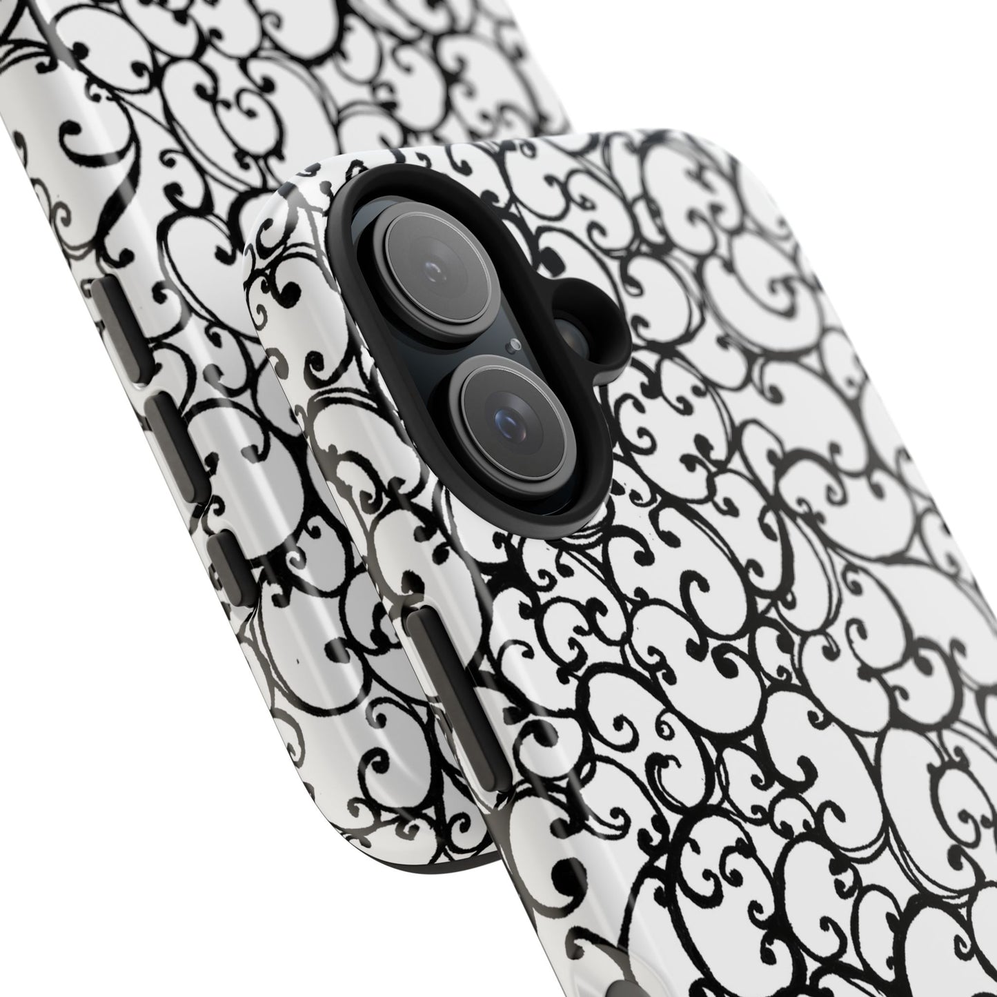 Scrollie White / Black Phone Case